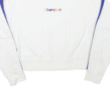 CHAMPION Girls White Purple & Yellow Stripe Crew Neck XL Sweatshirt Cotton Blend
