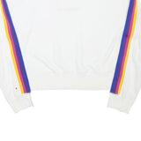 CHAMPION Girls White Purple & Yellow Stripe Crew Neck XL Sweatshirt Cotton Blend