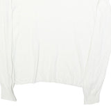 LAURA ASHLEY Womens White Cotton Blend Basic Long Sleeve Round Neck Top UK 14