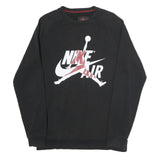 AIR JORDAN Mens Black Nike Air Crew Neck M Cotton Sweatshirt Pullover