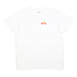 ELLESSE Womens White Logo Graphic T-Shirt M Short Sleeve Crew Neck Cotton Blend