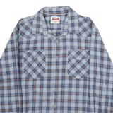 WRANGLER Mens Blue & Orange Checked Long Sleeve Shirt L Casual Cotton