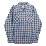 WRANGLER Mens Blue & Orange Checked Long Sleeve Shirt L Casual Cotton