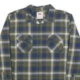 LEVI'S Mens Blue & Green Check Shirt M Cotton Blend Casual Long Sleeve Button