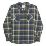 LEVI'S Mens Blue & Green Check Shirt M Cotton Blend Casual Long Sleeve Button