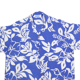 FLY SURF Mens Blue & White Hawaiian Shirt XL Cotton Blend Short Sleeve Casual