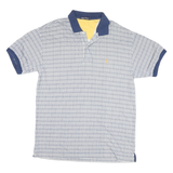 NAUTICA Mens Blue & White Check Short Sleeve Polo Shirt L Cotton Blend Casual