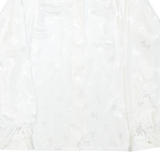 DEL MOD Womens White Printed Blouse Long Sleeve Collared Size L Elegant Top