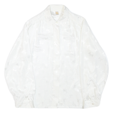 DEL MOD Womens White Printed Blouse Long Sleeve Collared Size L Elegant Top