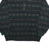 NEXT ISSUE Mens Dark Green Patterned Polyester Pullover Jumper L Zip Neck
