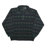 NEXT ISSUE Mens Dark Green Patterned Polyester Pullover Jumper L Zip Neck