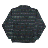 NEXT ISSUE Mens Dark Green Patterned Polyester Pullover Jumper L Zip Neck