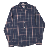 WRANGLER Mens Navy Blue & Pink Check Shirt L Long Sleeve Cotton Blend Casual