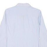 TOMMY HILFIGER Womens Blue Pinstripe Shirt L Classic Button Down Cotton Blend