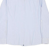 TOMMY HILFIGER Womens Blue Pinstripe Shirt L Classic Button Down Cotton Blend