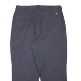 DICKIES Mens Cotton Blend Navy Blue Relaxed Cargo Trousers W36 L27 Workwear