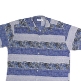 CHAROVA Mens Blue & Black Patterned Cotton Blend Shirt XL Summer Casual Short