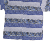 CHAROVA Mens Blue & Black Patterned Cotton Blend Shirt XL Summer Casual Short