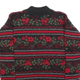 BASIC EDITIONS Womens Black & Red Floral Patterned Jumper Crew Neck Basic Knit
