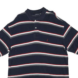 NAUTICA Mens Blue White & Red Striped Short Sleeve Polo Shirt XL Classic Fit