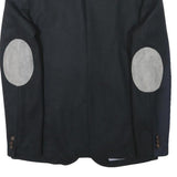 Mens Black Jacket M Polyester Button Closure Plain Elbow Patches Casual