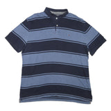 TOMMY HILFIGER Mens Blue & Navy Striped Short Sleeve Polo Shirt XL Cotton Blend