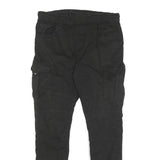 FSBN Mens Black Regular Fit Cargo Trousers W32 L25 Cotton Blend Zip Casual Wear