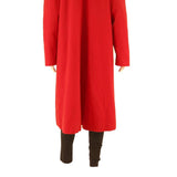 C&A Womens Red Wool Blend Classic Coat M Button Hooded Plain Long Sleeve