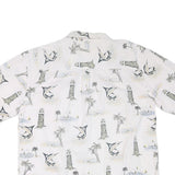 MICHAEL AUSTIN Mens White & Grey Coastal Print Shirt 2XL Cotton Blend Summer