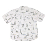 MICHAEL AUSTIN Mens White & Grey Coastal Print Shirt 2XL Cotton Blend Summer