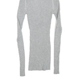 EXPRESS Womens Silver Ribbed Top Long Sleeve Roll Neck S Slim Fit