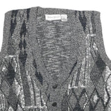 MICHAEL GERARD Mens Grey Patterned Jumper Vest Button Up V Neck Chunky Knit XL