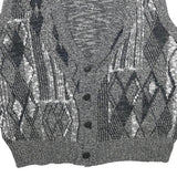 MICHAEL GERARD Mens Grey Patterned Jumper Vest Button Up V Neck Chunky Knit XL