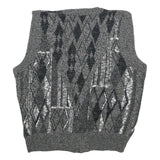 MICHAEL GERARD Mens Grey Patterned Jumper Vest Button Up V Neck Chunky Knit XL