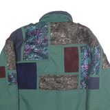 PERSPECTIVE Womens Green Patchwork Zip Jacket M Polyester Blend Stylish Retro