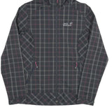 JACK WOLFSKIN Womens Black & Grey Checked Outdoor Jacket UK 10 Polyester Blend