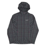 JACK WOLFSKIN Womens Black & Grey Checked Outdoor Jacket UK 10 Polyester Blend
