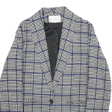 MICHAEL LEWIS Womens Blue & Black Check Jacket XL Wool Blend Classic Tailored