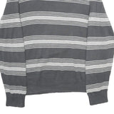 TOMMY HILFIGER Mens Grey & Light Grey Striped Plain V-Neck Basic Knit L Jumper