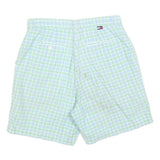 TOMMY HILFIGER Womens Pastel Green Blue Check Casual Shorts M W30 Summer Style