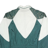 BEST UNITED GARMENTS Womens White & Green Retro Nylon Jacket XL Zip Athletic Fit