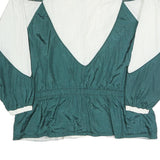 BEST UNITED GARMENTS Womens White & Green Retro Nylon Jacket XL Zip Athletic Fit