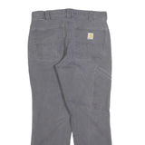 CARHARTT Mens Relaxed Grey Cotton Blend Trousers W33 L30 Workwear Casual Zip