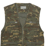 OUTDOOR Mens Green Camouflage Gilet L Cotton Woven Military Cargo Pockets