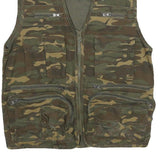 OUTDOOR Mens Green Camouflage Gilet L Cotton Woven Military Cargo Pockets