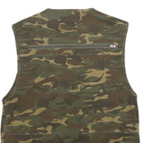 OUTDOOR Mens Green Camouflage Gilet L Cotton Woven Military Cargo Pockets