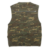OUTDOOR Mens Green Camouflage Gilet L Cotton Woven Military Cargo Pockets
