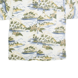 COTTON TRADERS SPORT Mens White & Green Hawaiian Shirt XL Tropical Print Casual