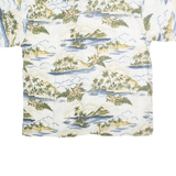 COTTON TRADERS SPORT Mens White & Green Hawaiian Shirt XL Tropical Print Casual