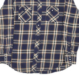 WRANGLER Mens Blue & Brown Check Shirt L Classic Cotton Blend Western Style